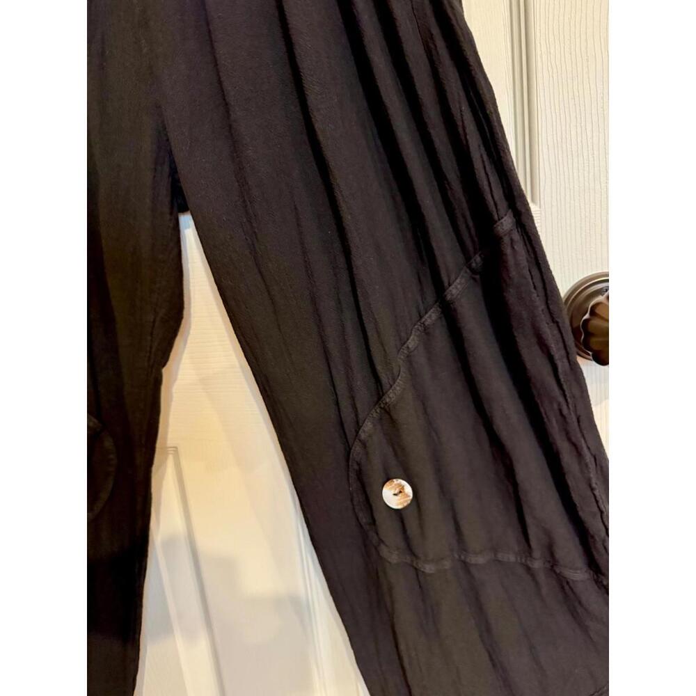 Oh My Gauze Full Pant 100% Comfortable Cotton Lagenlook Button Accents - Picture 3 of 4